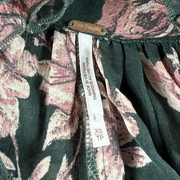 Free People Dress Womens XS Boho Maxi Long Sleeve Tiered Ruffle Floral - Picture 8 of 11